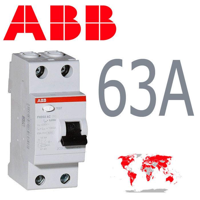 Диффреле УЗО ABB FH202 АС-63/0.03 (30mA)
