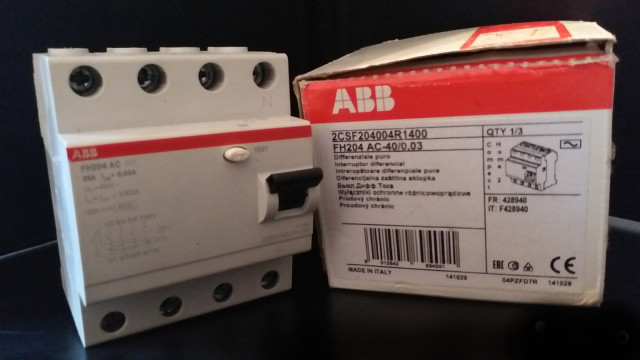 Трифазне Диффреле УЗО ABB FH204 АС-63A/0.03 (30mA)