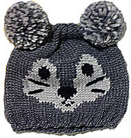 Тепла дитяча шапка для хлопчика з мордою кота та двома помпонами MaxiMo Німеччина 43584-209500 ⁇  сіра