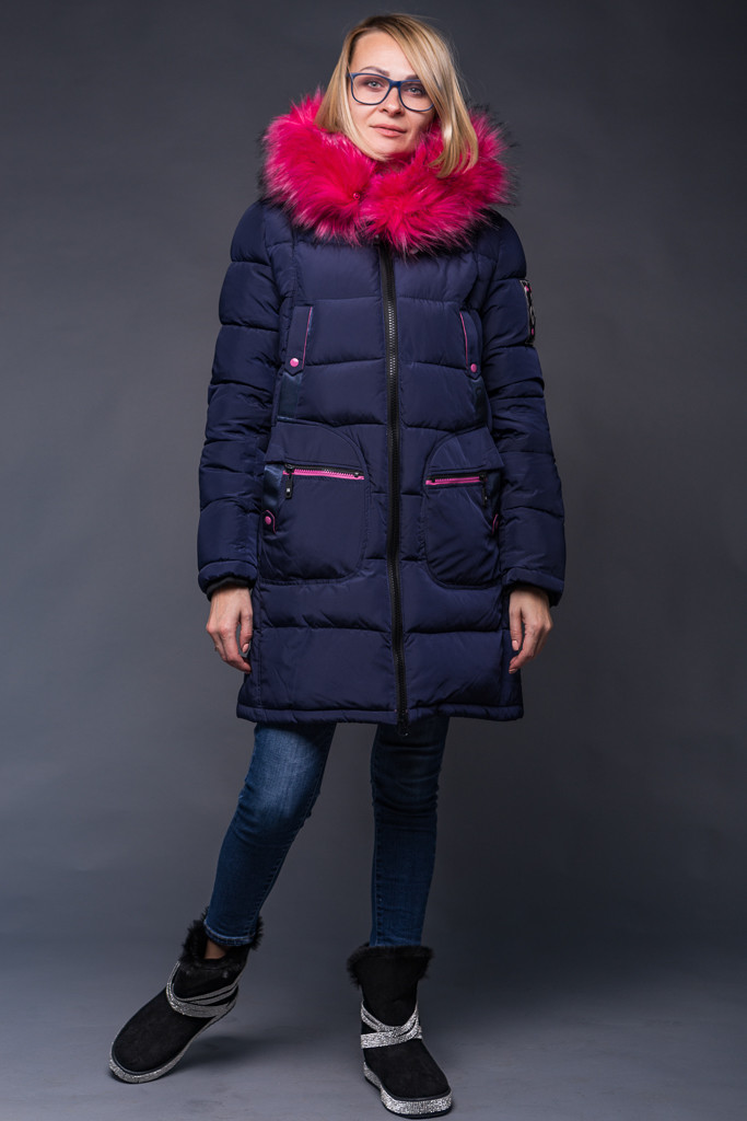 Жіноча парка з рожевим хутром COVILY, фото 1