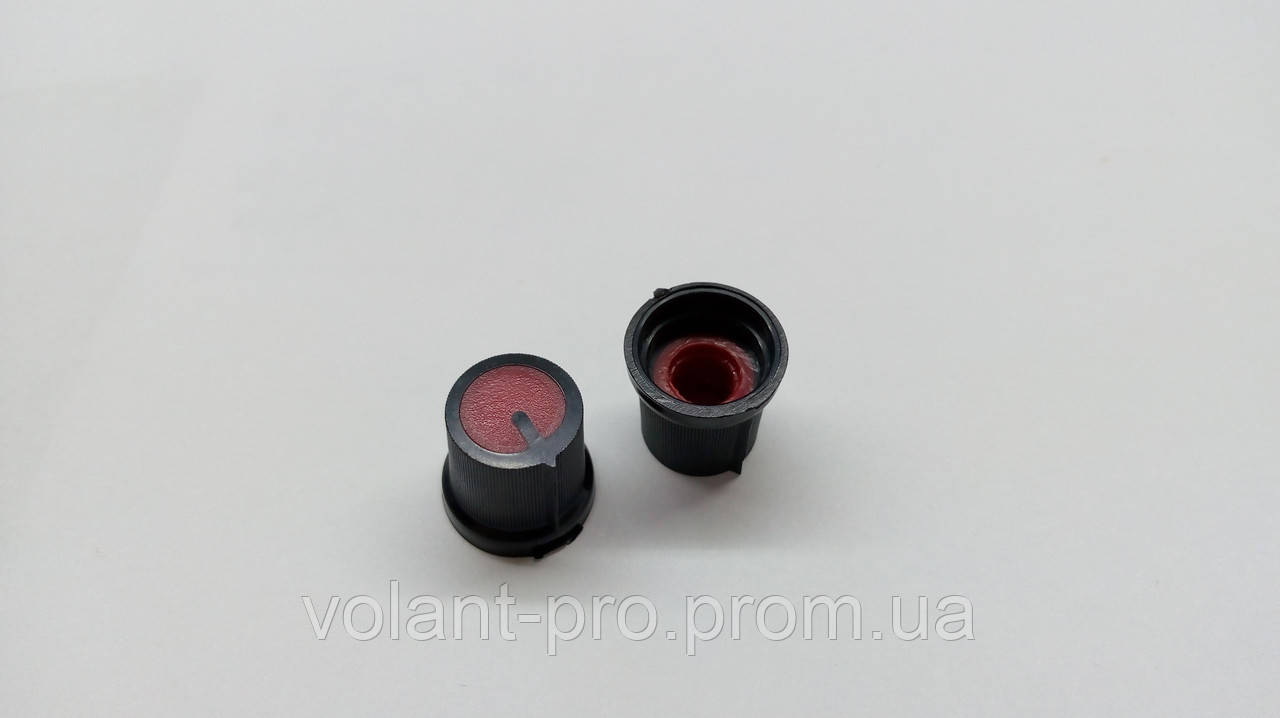 Ручка для потенціометра чорна з червоною вставкою AG3 (під зірочку).