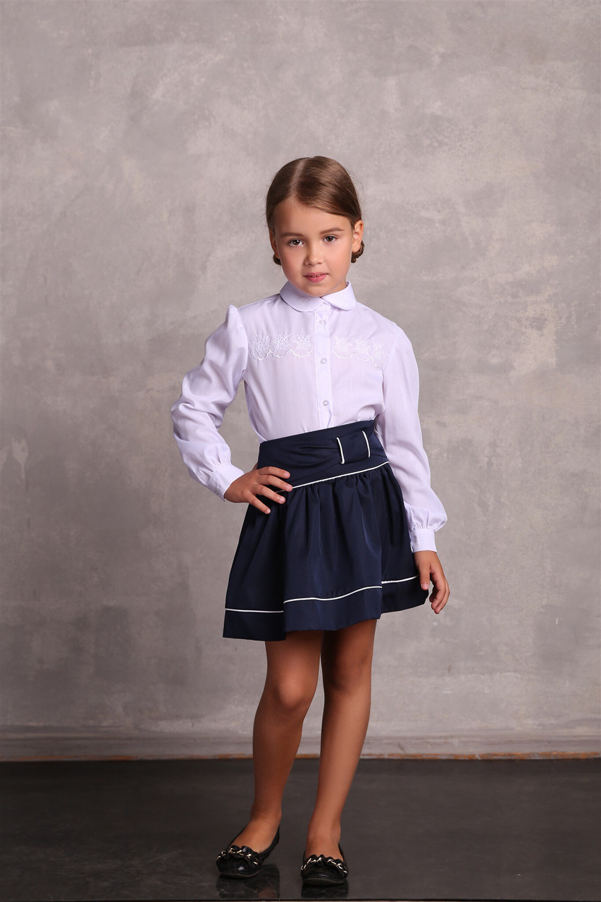 Ошатна шкільна блузка для дівчинки ПромАтельєСервіс Українаснежинка Білий  ⁇  Шкільна форма для дівчаток