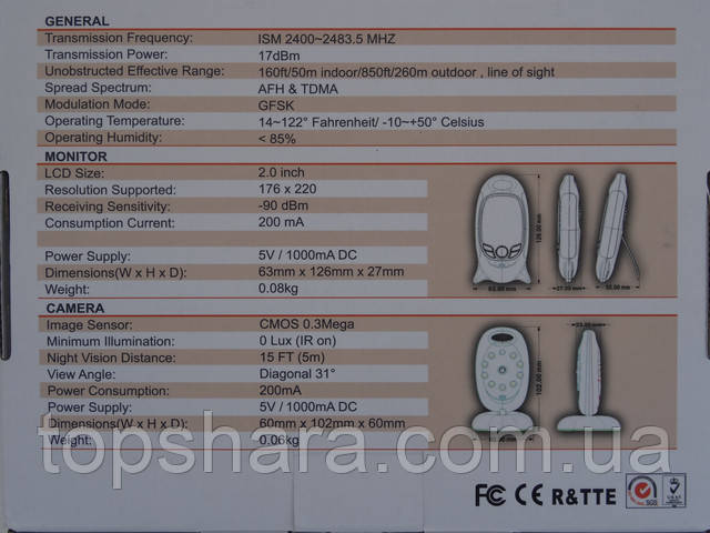 Видеоняня Baby Monitor VB601, двухсторонняя связь, ночное видение