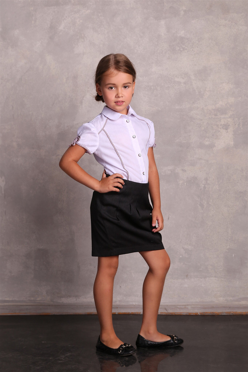 Ошатна шкільна блузка для дівчинки ПромАтельєСервіс Україна Поллет Білий  ⁇  Шкільна форма для дівчаток