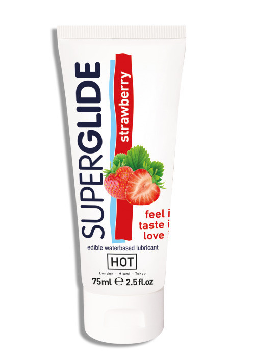 Лубрикант оральний SUPERGLIDE Strawberry Полуниця 75 мл оральна їстівне мастило на водній основі для миття