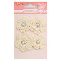 Набір брадс квіти в'язані «Натуральні», 4 шт