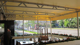Тентові навіси, козирки, укриття ПВХ для садових павільйонів, альтанок, терас, літніх кафе