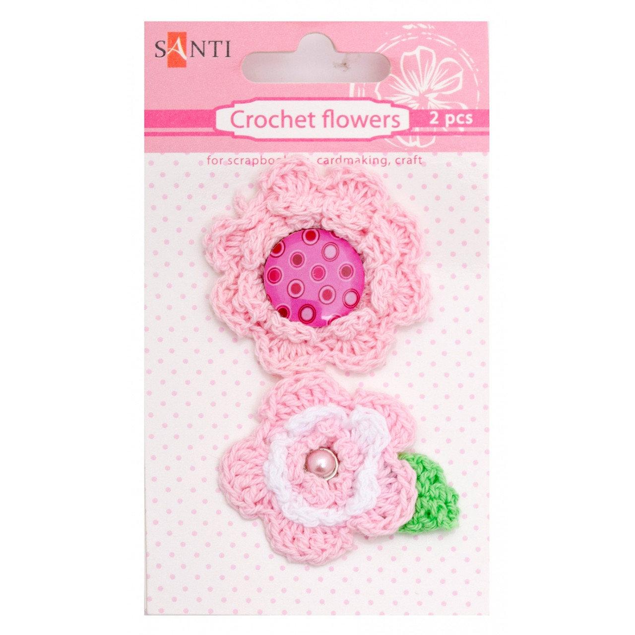 Набір брадс квіти в'язані рожеві, 2 шт