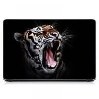 Наклейка на крышку ноутбука 15.6"-13.3" Оскал тигра Матовая, наклейки на ноутбук на Acer, Asus, Dell, HP