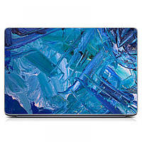 Наклейка на крышку ноутбука 17.3 -13.3" Синие мазки Матовая, оригинальные подарки на др другу, подруге