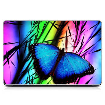Наклейка плівка для ноутбуків захисна 15.6"-13.3" Синя метелик Матова, оригінальні подарунки на др другу, подрузі 380х250 мм