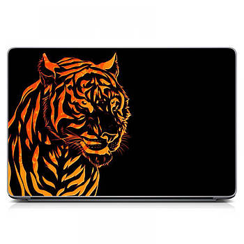 Наклейка на ноутбук вінілова 15.6"-13.3" 380x250 мм Помаранчевий тигр Матова, оригінальні подарунки хлопцю, дівчині