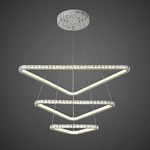 Біла світлодіодна люстра три рівні з камінням  (801-L7071+3 WH LED 120W)