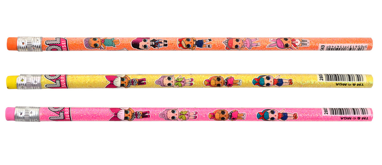 Олівець YES ч/гр. коло. з гумкою в пл. тубі глітерний "LOL Sweety"