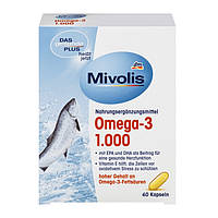 Біологічно активна домішка Mivolis Omega-3 риб'ячий жир 60 капсул Німеччина