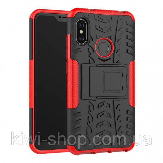 Протиударний двошаровий чохол Shield для Xiaomi Redmione 7/ note 7 pro/ note 7s з підставкою — червоний