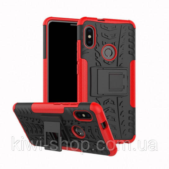 Протиударний двошаровий чохол Shield для Xiaomi Redmione 5/ note 5 pro з підставкою — червоний