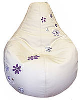 Крісло-груша безкаркасний мішок sportkreslo Ромашка екошкіра розмір XL 110*130 см білий