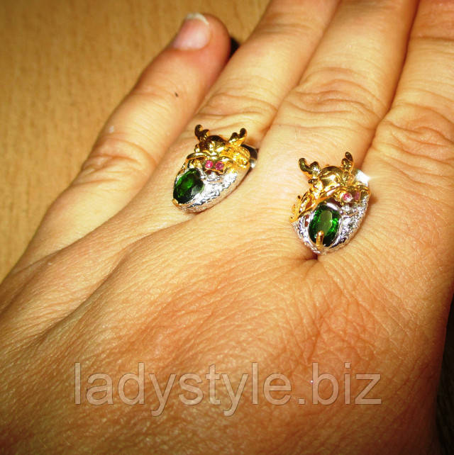 Серебряные серьги с натуральными хромдиопсидами от студии LadyStyle.Biz купить украшения натуральный танзанит кольцо серьги перстень украшения