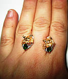 Срібні сережки-цвяшки з хромдіопсидом і рубінами "Дракон", фото 10