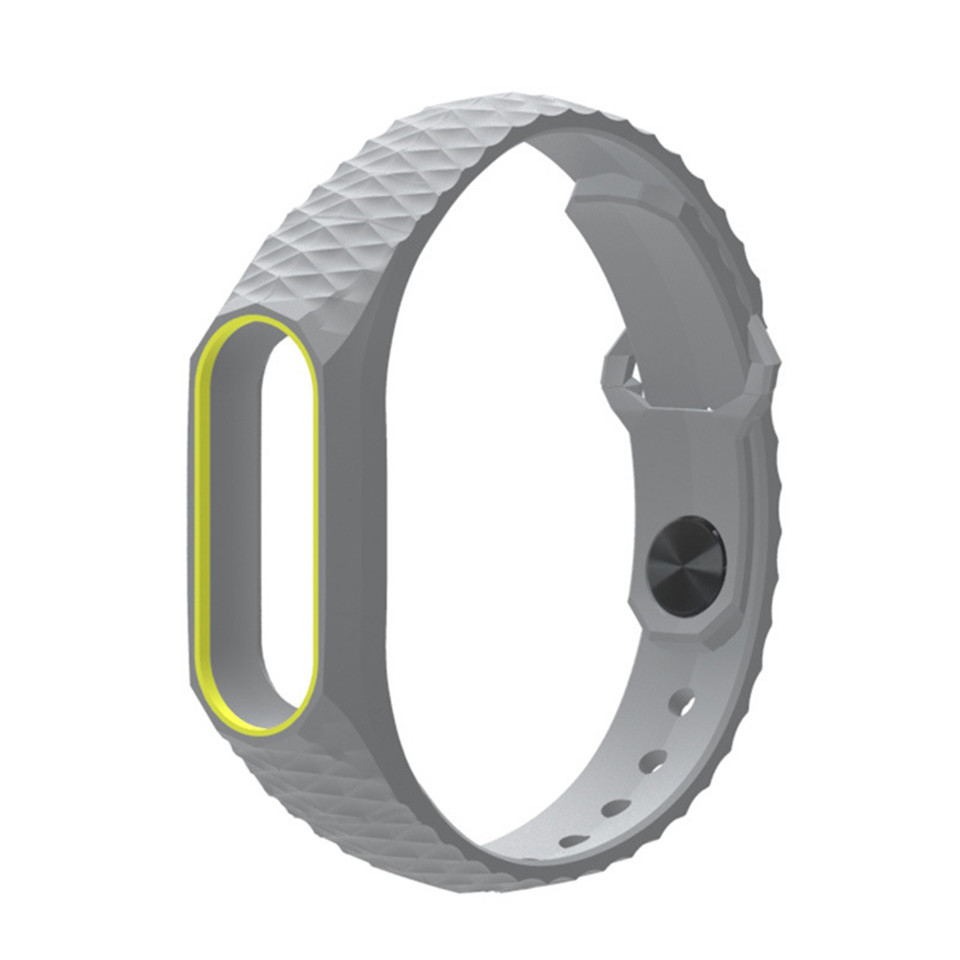 Ремінець Xiaomi Mi Band 2 MiJobs силіконовий рифлений Сірий / Жовтий 1089P