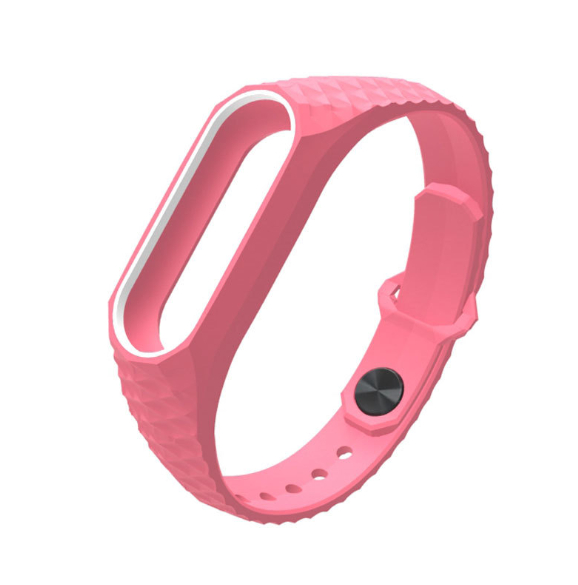 Ремінець Xiaomi Mi Band 2 MiJobs силіконовий рифлений Рожевий / Білий 1089P