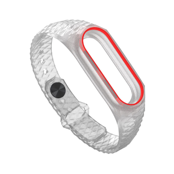 Ремінець Xiaomi Mi Band 2 MiJobs силіконовий рифлений Прозорий / Червоний 1089P