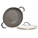 Сковорода з кришкою WOK "Iron Stone" 32х9см алюмінієва з кам'яним антипригарним покриттям Fissman, фото 2