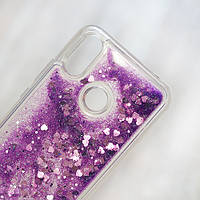 TPU чохол акваріум для Huawei P Smart Plus (INE-LX1) (фіолетові сердечка та блискітки)