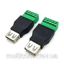 01-08-030. Гніздо USB тип A під кабель з клемною колодкою, під гвинти