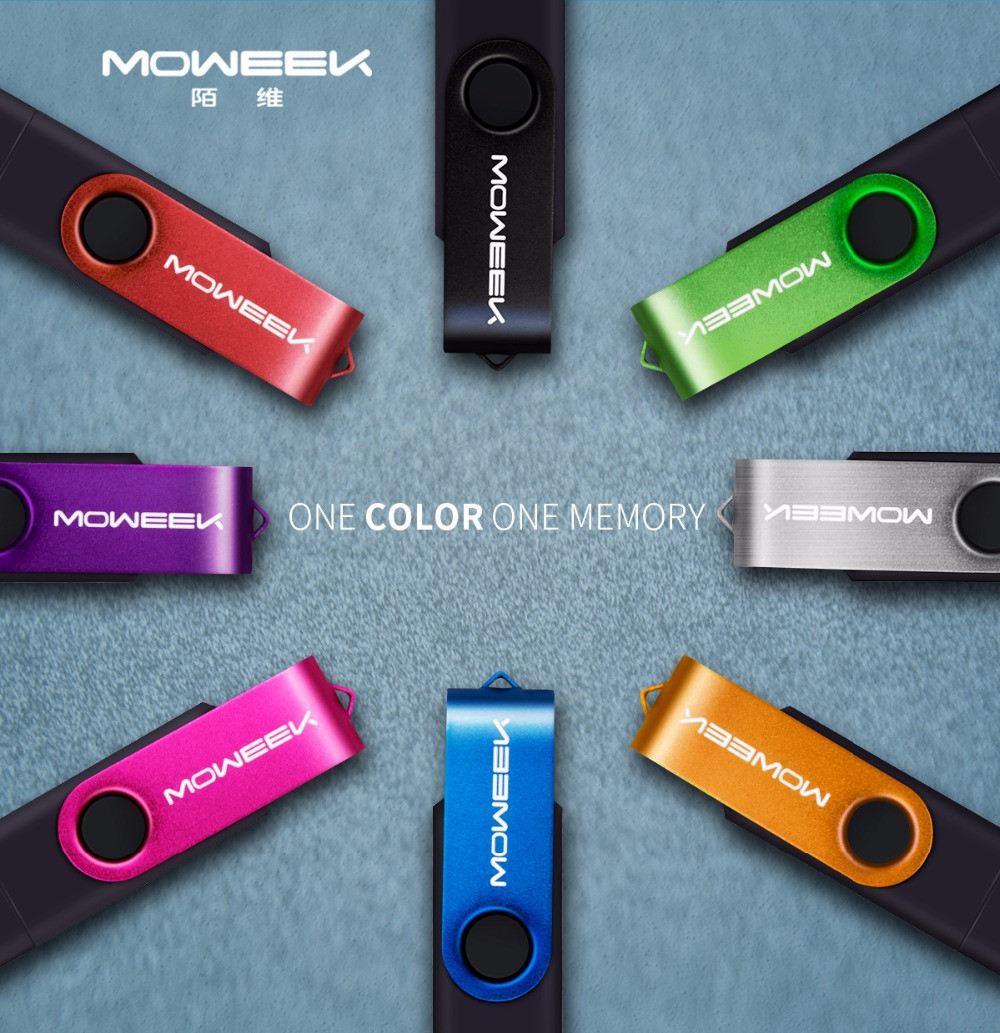Багатофункціональний USB, OTG флешнакопичувач Moweek 32GB. Чорна зі сріблястим