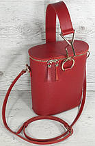 642 Натуральна шкіра Сумка жіноча червона шкіряна Сумка-ведро bucket bag Сумка жіноча з натуральної шкіри, фото 4