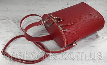 642 Натуральна шкіра Сумка жіноча червона шкіряна Сумка-ведро bucket bag Сумка жіноча з натуральної шкіри, фото 3
