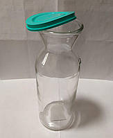 Графин декантер скляний 1 л з пластиковою бірюзовою кришкою для вина, води Uniglass Carafe Athos