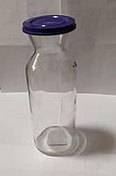 Графин декантер скляний 1 л з пластиковою фіолетовою кришкою для вина, води Uniglass Carafe Athos