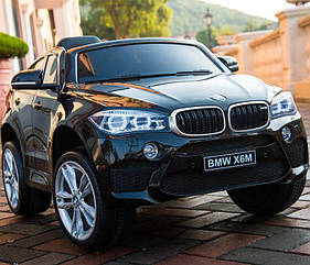 Дитячий електромобіль Джип BMW X6M, шкіряне сидіння, колеса EVA, JJ 2199 EBLR-2 чорний