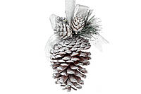Новогоднее украшение, подвесной декор Шишка 23см, цвет - серебро (24шт)