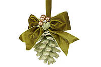 Новогоднее украшение, подвесной декор Шишка 25см, цвет - зеленый (24шт)
