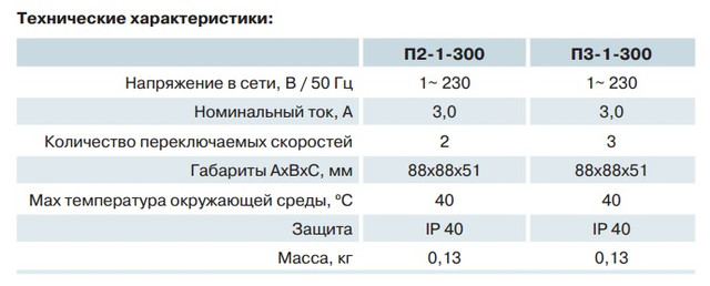 Переключатель скоростей Вентс П2-1-300