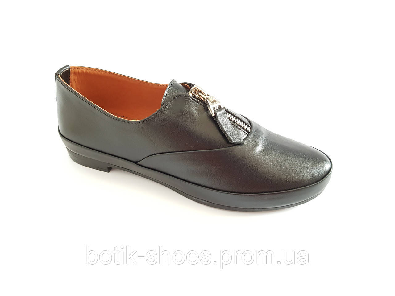 Шкіряні жіночі туфлі на низькому ходу модні молодіжні комфорт якісні легкі стильні красиві зручні чорні 37 розмір Prellesta 347