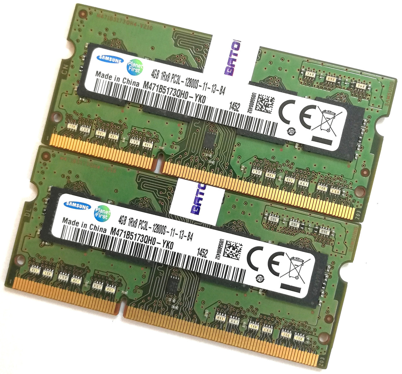 Оперативна пам'ять для ноутбука Samsung SODIMM DDR3L 8Gb (4Gb+4Gb) 1600MHz 12800S CL11 (M471B5173QH0-YK0) Б/У