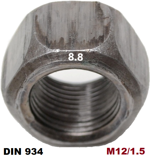 М12/1.5 мм Гайка шестигранна Дрібна різьблення Гартована 8.8 (DIN 934)