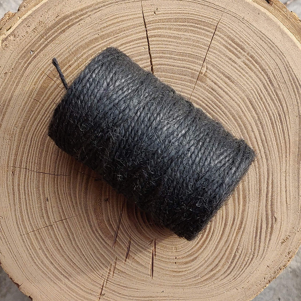 Джутова пряжа кольорова, 2 мм, 2 нитки (чорний)