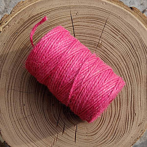 Джутова пряжа кольорова, 2 мм, 2 нитки (рожевий)