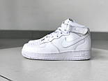 Жіночі кросівки Nike Air Force 1 Mid Leather White шкіряні 36-45рр . Живе фото (топ ААА+), фото 3