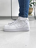 Жіночі кросівки Nike Air Force 1 Mid Leather White шкіряні 36-45рр . Живе фото (топ ААА+), фото 6