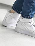 Жіночі кросівки Nike Air Force 1 Mid Leather White шкіряні 36-45рр . Живе фото (топ ААА+), фото 7