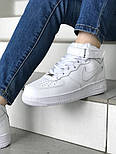 Жіночі кросівки Nike Air Force 1 Mid Leather White шкіряні 36-45рр . Живе фото (топ ААА+), фото 8