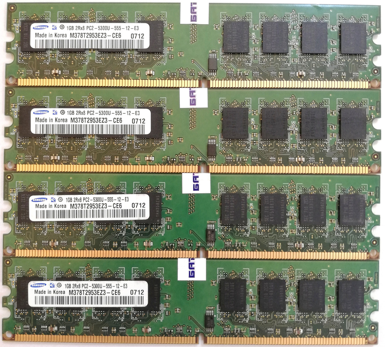 Комплект оперативной памяти Samsung DDR2 4Gb (4*1Gb) 667MHz PC2 5300U 2R8 CL5 (M378T2953EZ3-CE6) Б/У