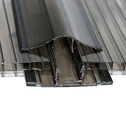 Профіль з’єднувальний роз’ємний (база), бронза, 6 м, для листів полікарбонату 16 мм